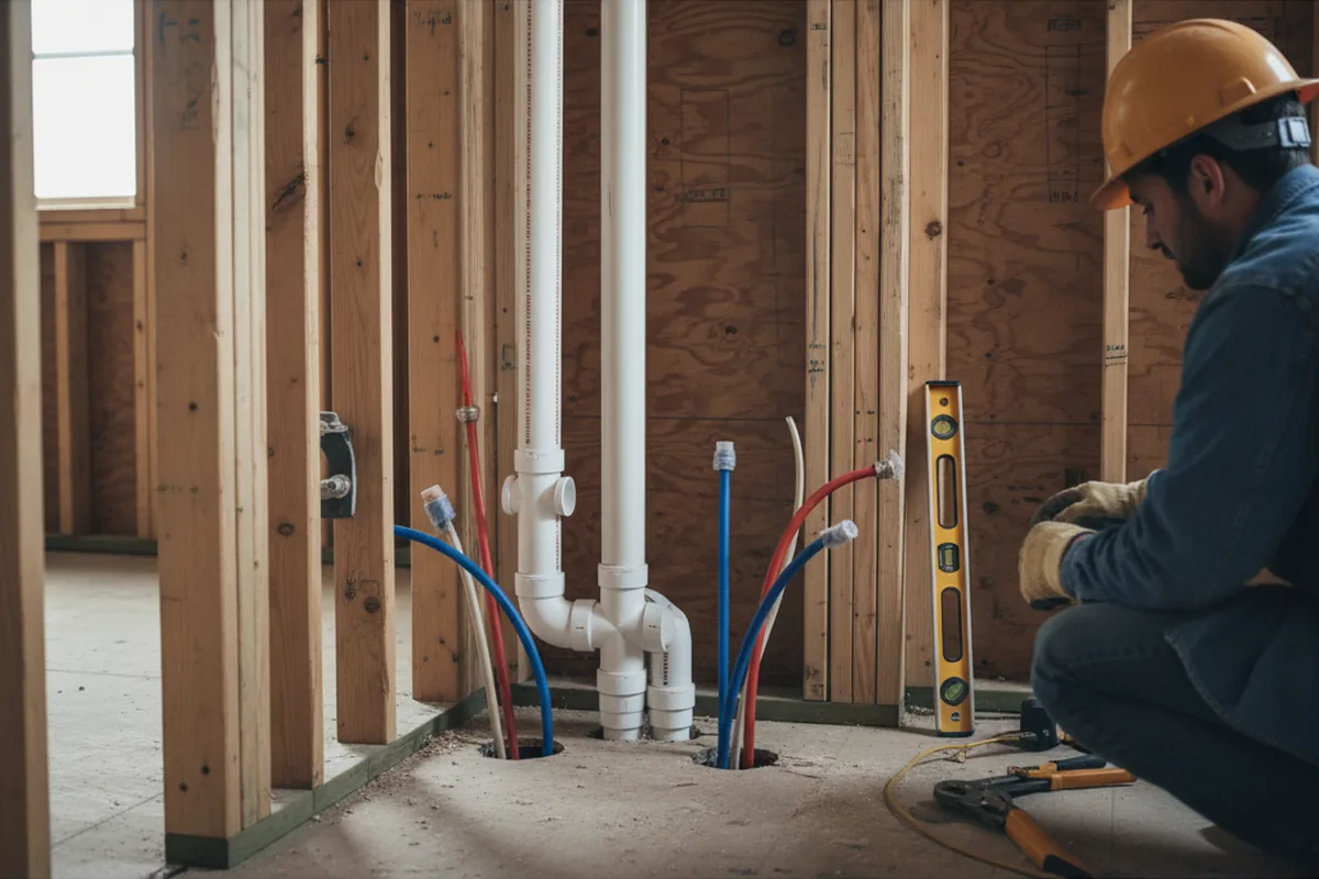 Drain and supply rough-in during Leak Detection in Rock Springs